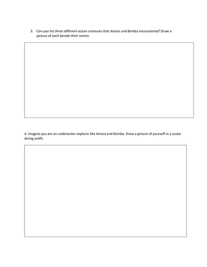 FREE Digital Download Worksheet for Amara and Bemba's Underwater Encounters