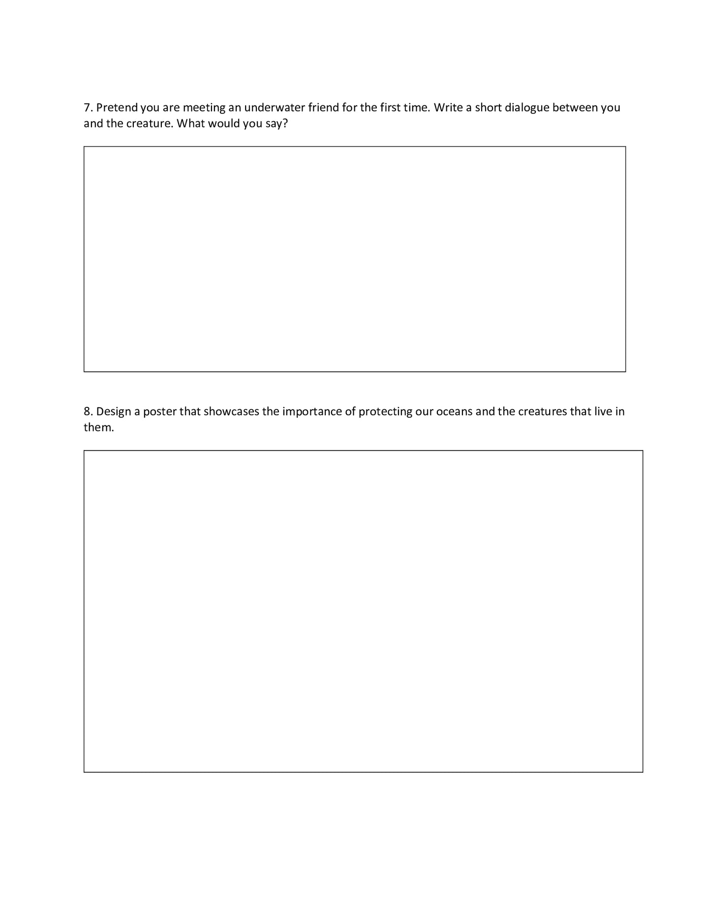 FREE Digital Download Worksheet for Amara and Bemba's Underwater Encounters