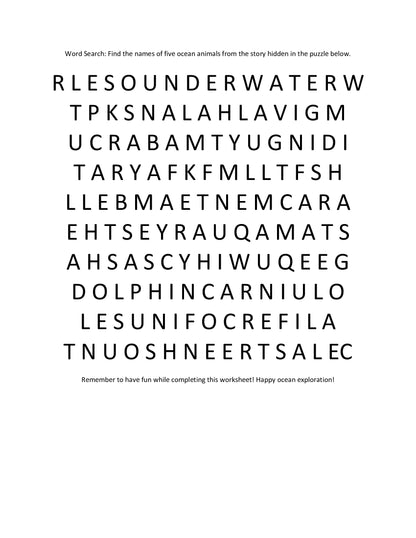 FREE Digital Download Worksheet for Amara and Bemba's Underwater Encounters