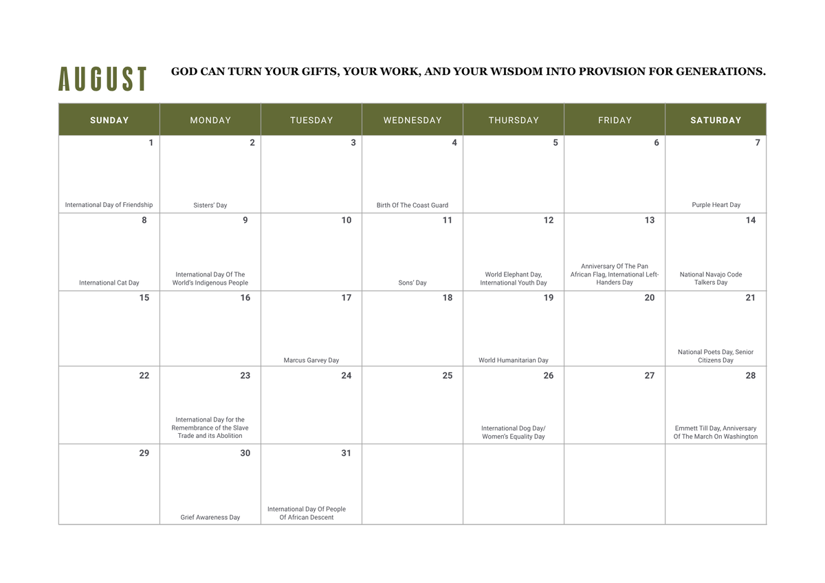 2027 Rooted in Faith Calendar: A Year of Scripture, Heritage & Hope