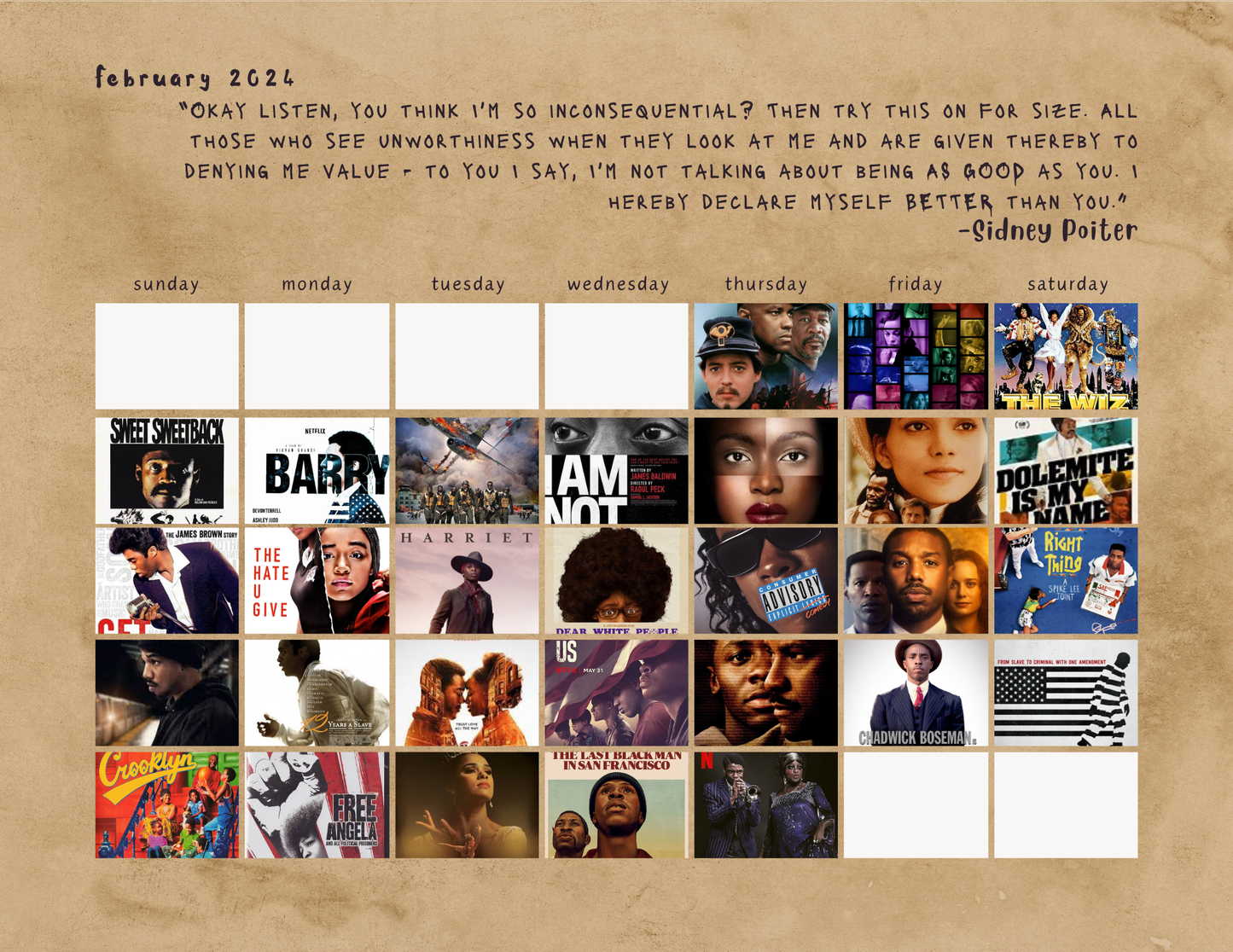 DIGITAL PRINT ONLY: 2024 Leap into Black Cinema Special Edition Wall Calendar
