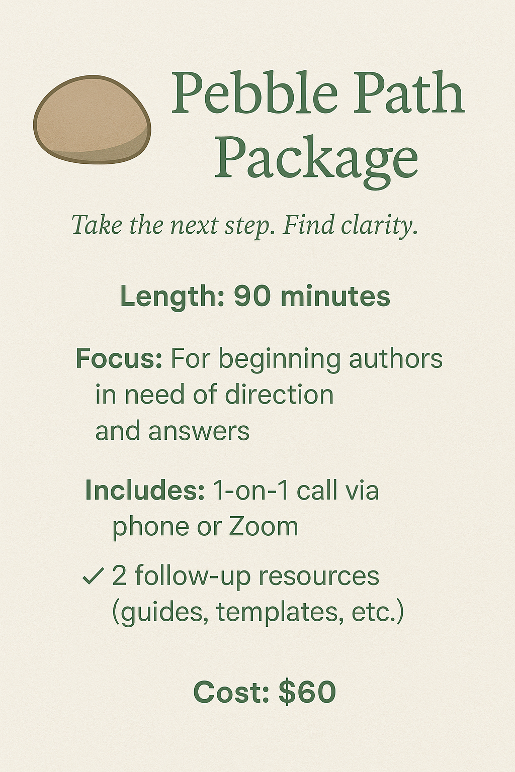 Pebble Path Package (1 hour 15 minutes)