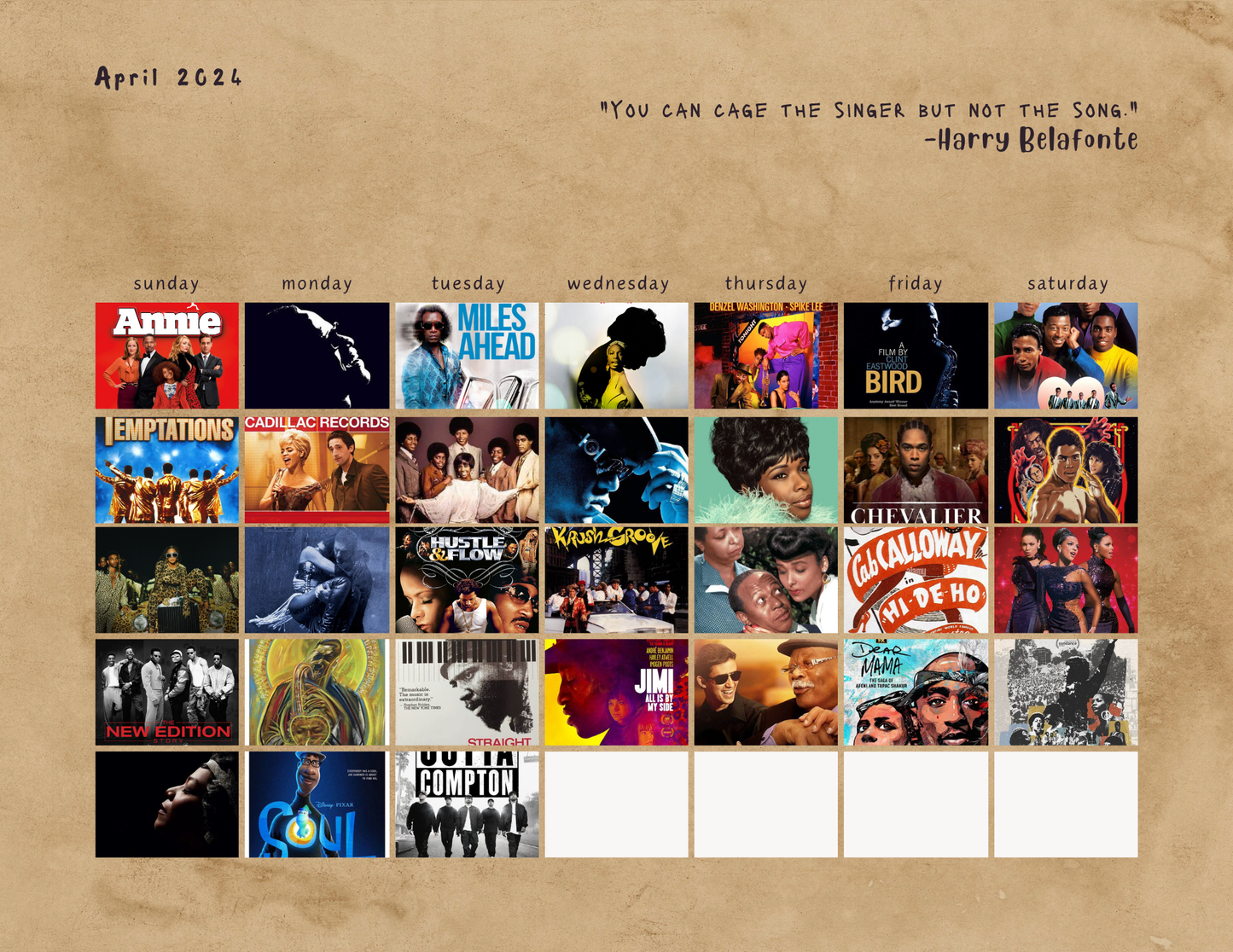 DIGITAL PRINT ONLY: 2024 Leap into Black Cinema Special Edition Wall Calendar