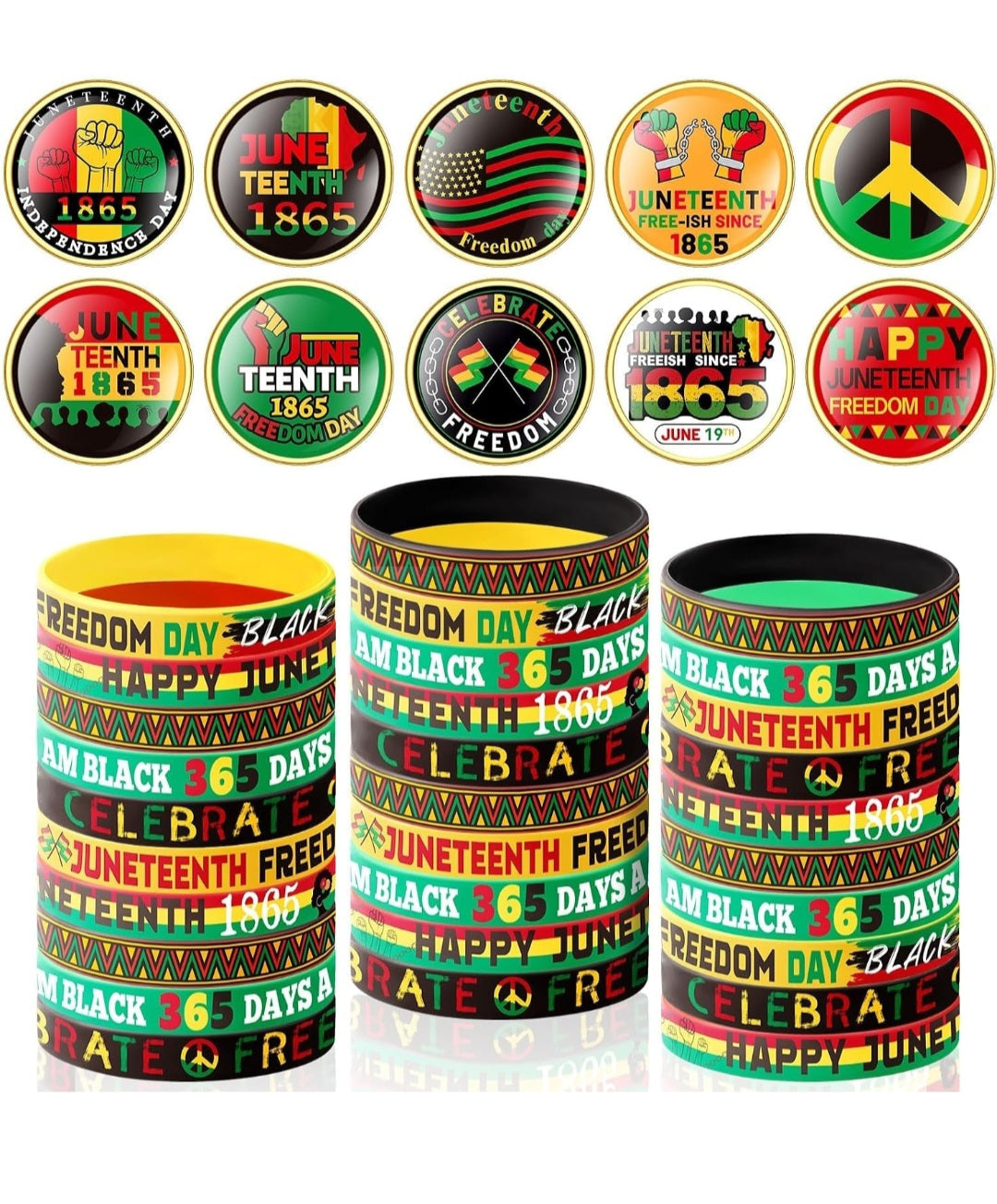 Juneteenth Bracelets or Pins